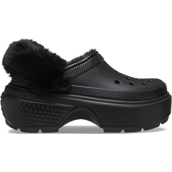 Crocs Stomp Lined Classic Clog Fuzzy Lined Slides Unisex Black Sz 38/7 NEW - Picture 5 of 6